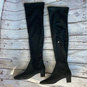 Zara Faux Suede over the knee blk boots